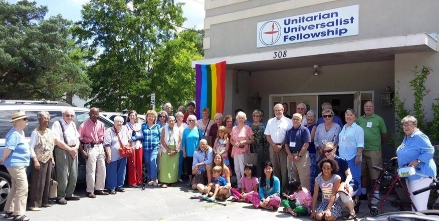 UUFNB Members gather outside.